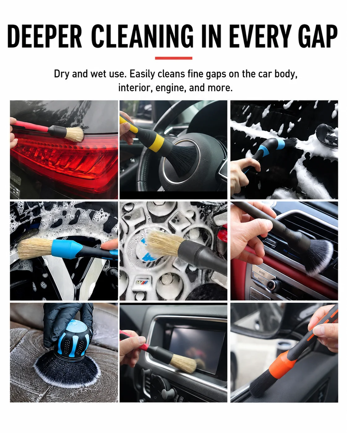 Car Interior Cleaning Brushes Collection for Car Detailing thumbnail