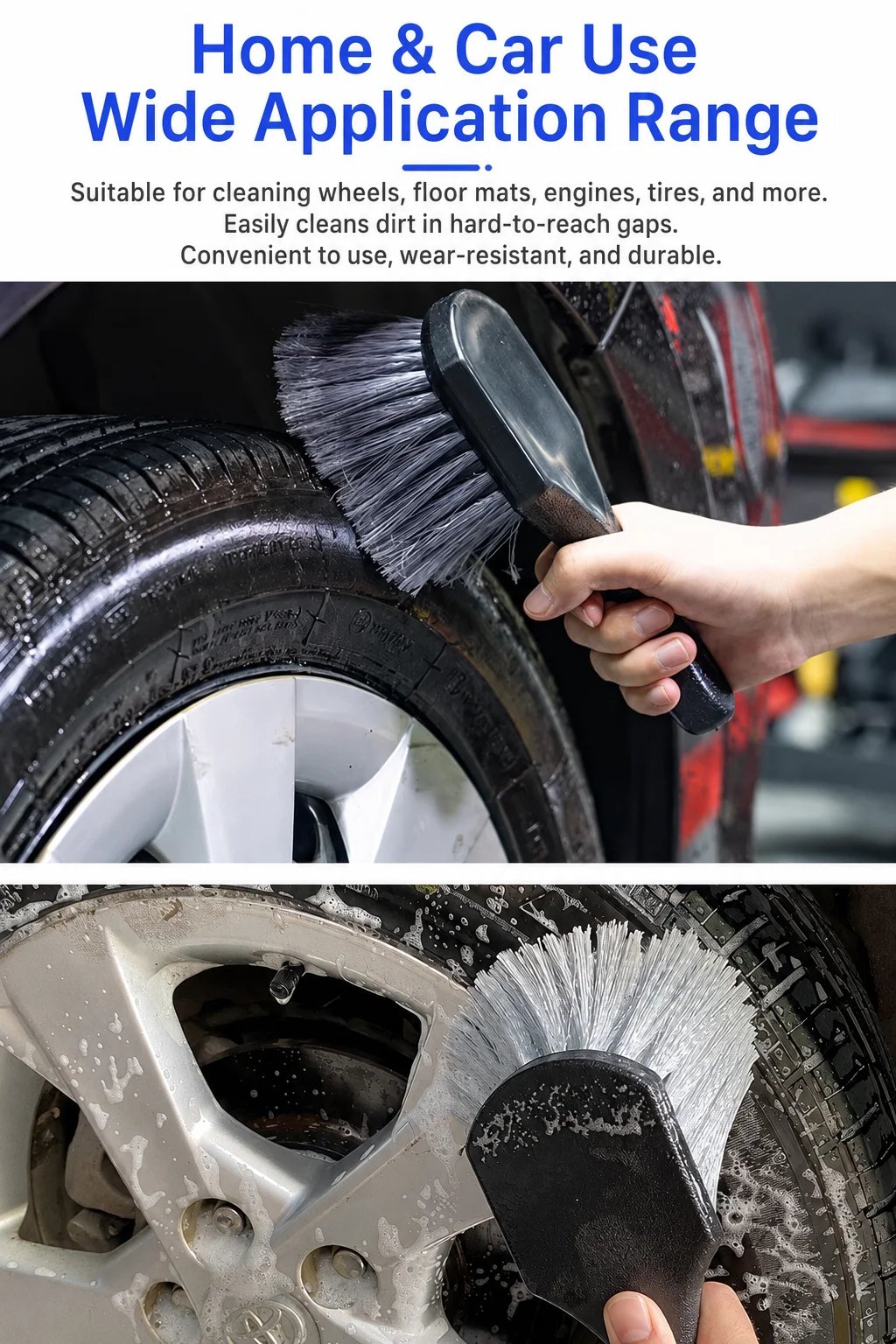 Split-Tip Bristle Tire / Wheel Cleaning Brush for Car Detailing thumbnail