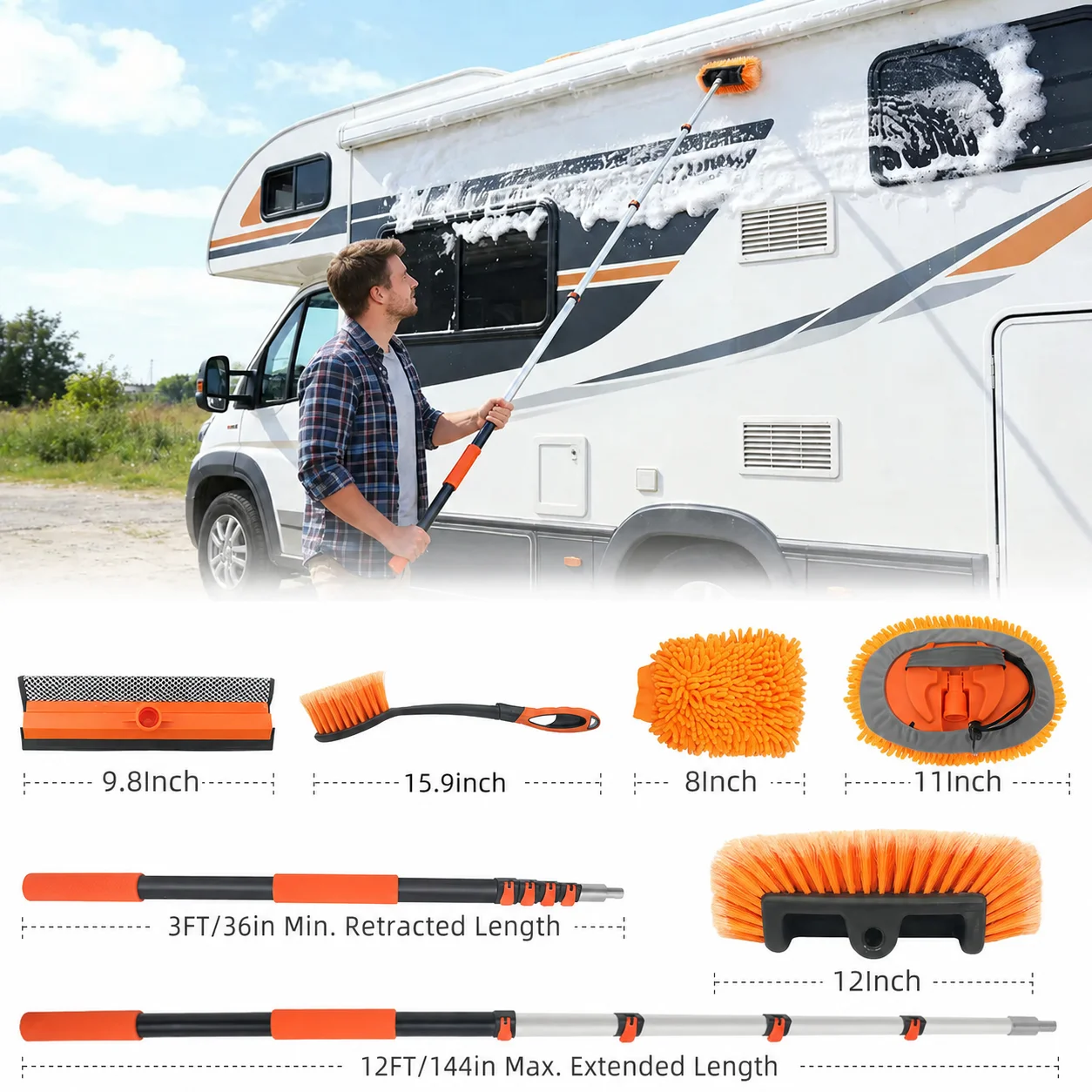 Car Wash Brush Kit with Extension Pole for Car Detailing thumbnail