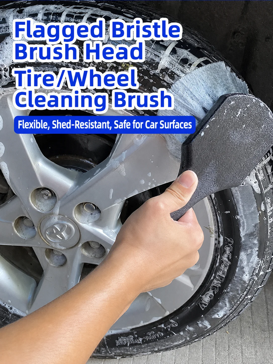 Flagged Bristle Tire & Wheel Cleaning Brush for Car Detailing thumbnail