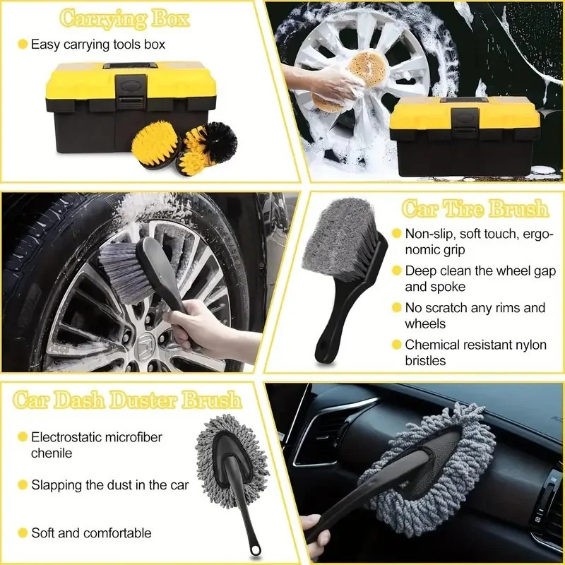 Premium Car Wash Brush Kit with Tool Box for Detailing Shops thumbnail