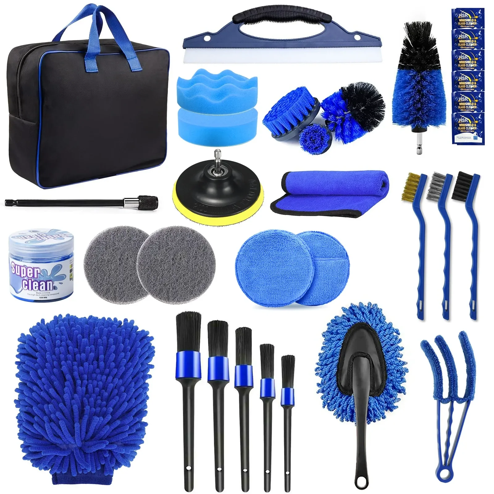 Professional Car Wash Brush Set - Blue Series for Detailing Shops thumbnail