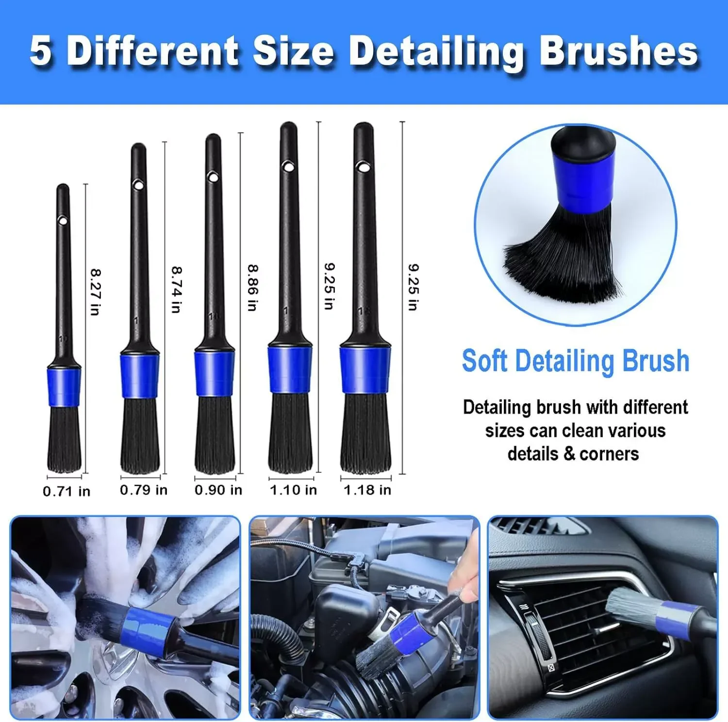 Professional Car Wash Brush Set - Blue Series for Detailing Shops thumbnail
