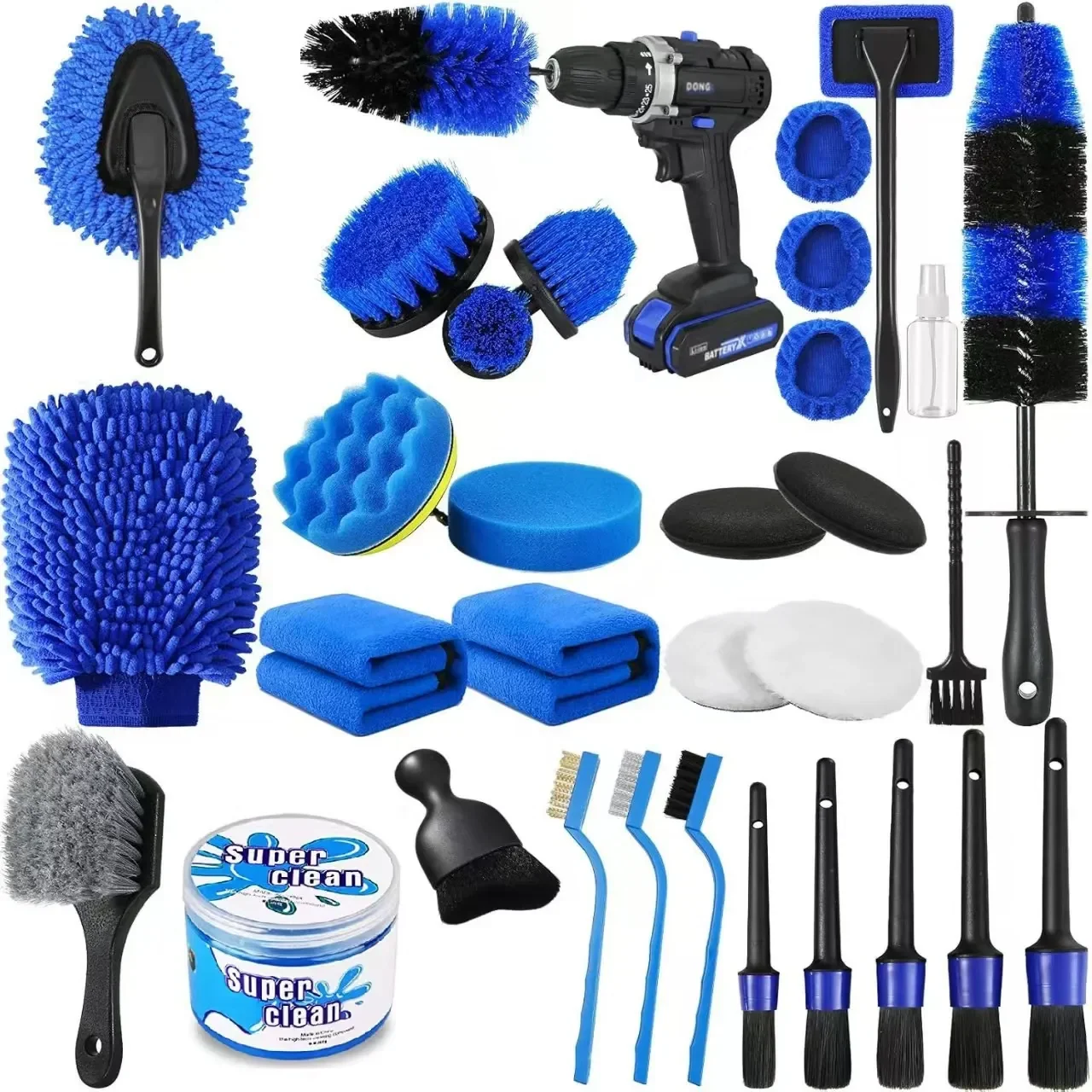 Professional Car Wash Brush Set - Blue Series