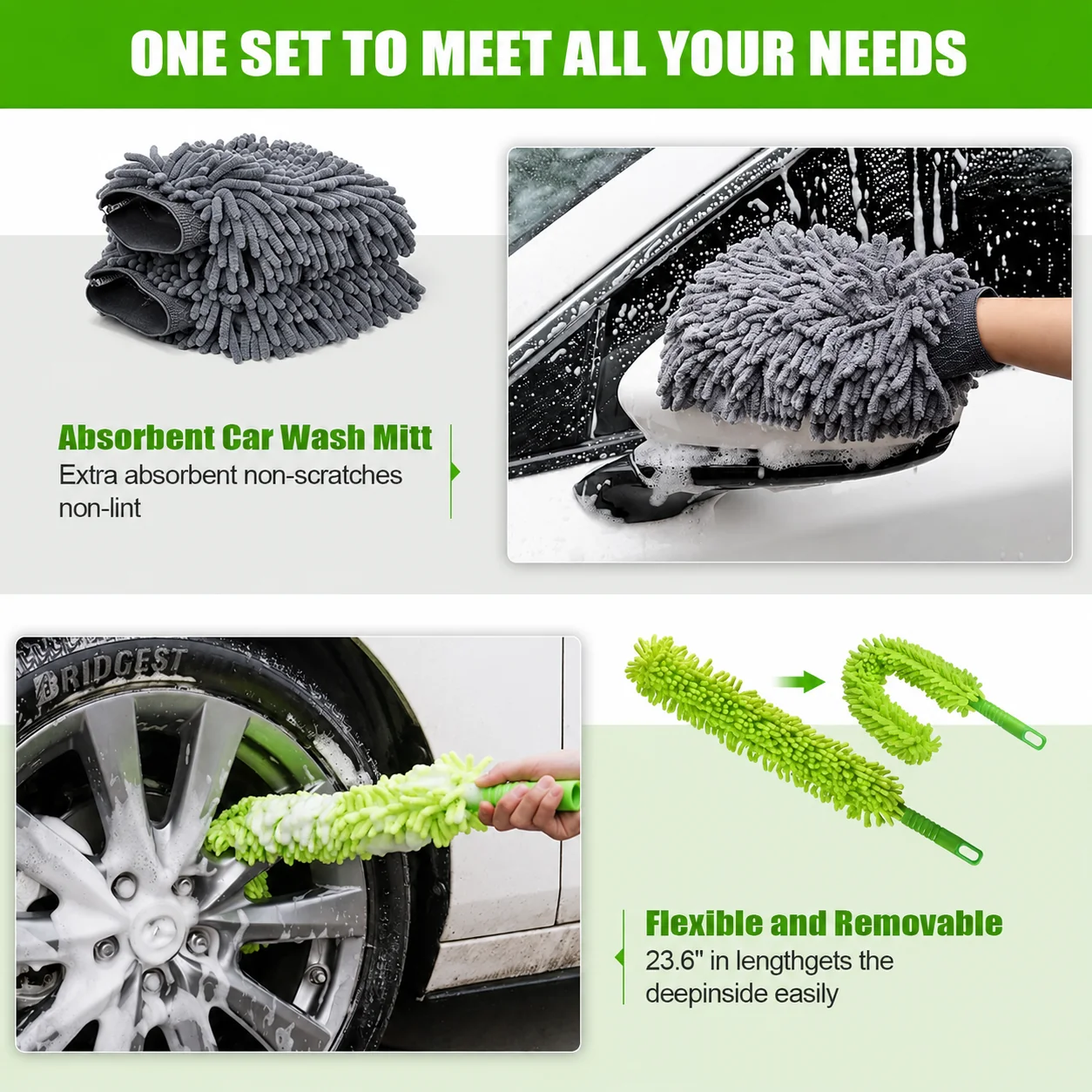 Car Cleaning Tool Kit with Duster, Mitt & Squeegee for Detailing Shops thumbnail