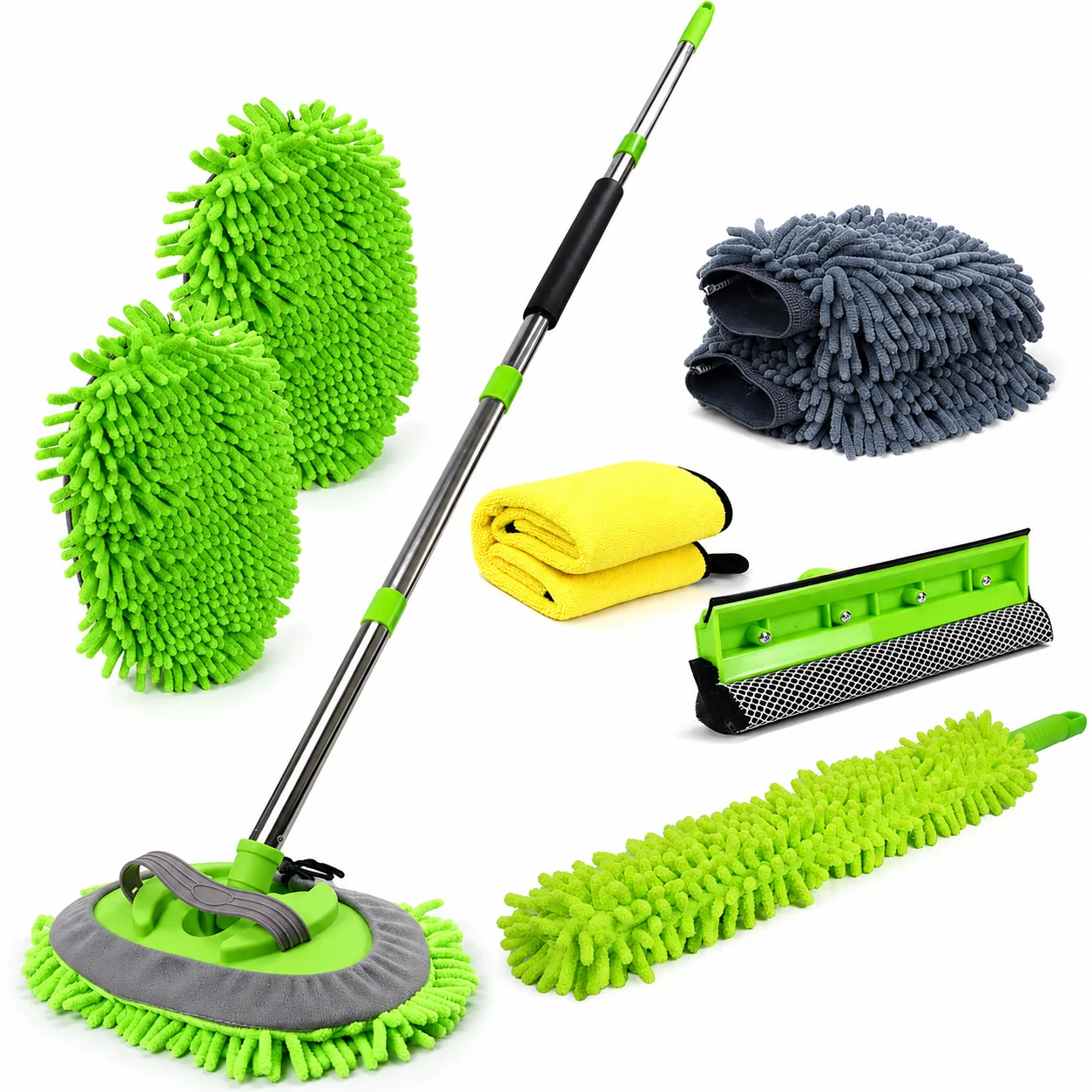 Car Cleaning Tool Kit with Duster, Mitt & Squeegee