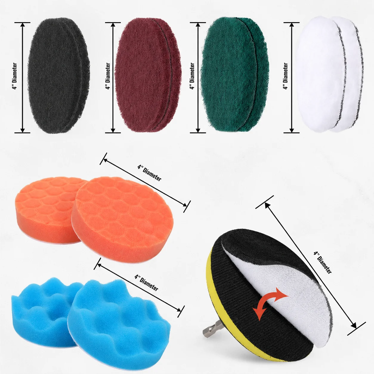 Drill Brush & Detailing Pad Complete Kit for Professional Car Care thumbnail