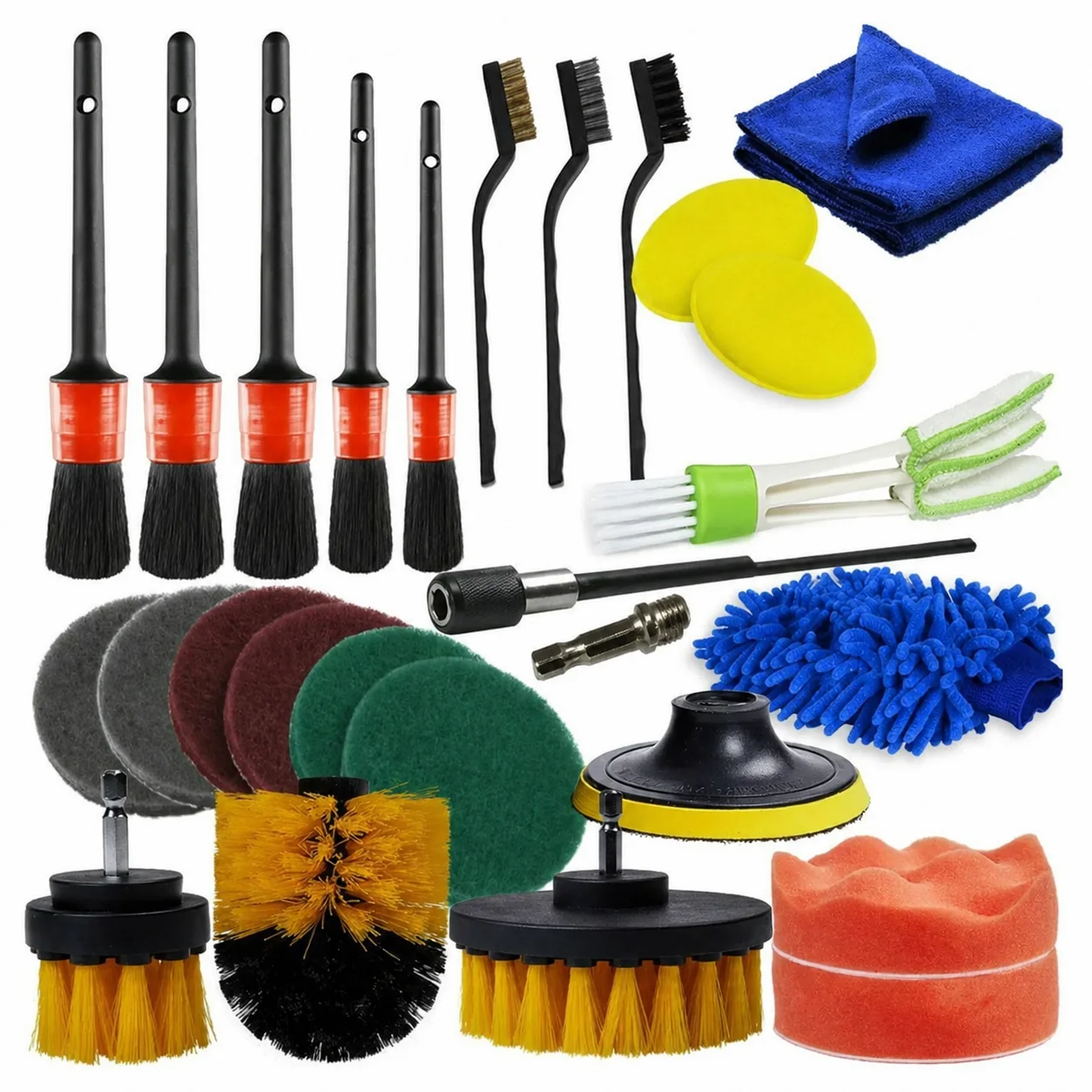 Drill Brush & Detailing Pad Complete Kit for Professional Car Care thumbnail