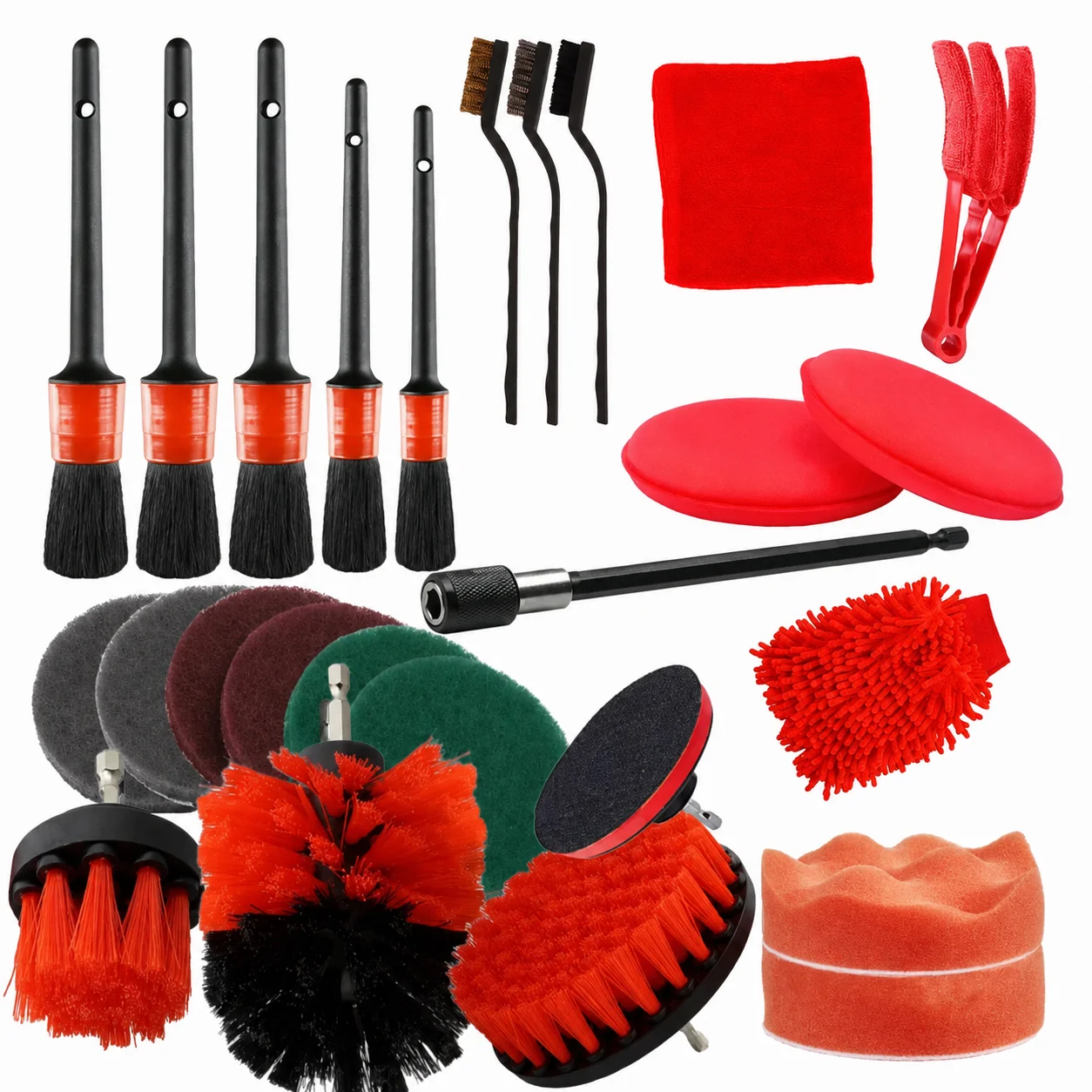 Drill Brush & Detailing Pad Complete Kit for Professional Car Care thumbnail