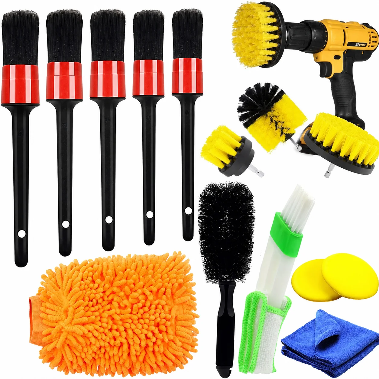 Drill Brush & Detailing Pad Complete Kit for Professional Car Care thumbnail
