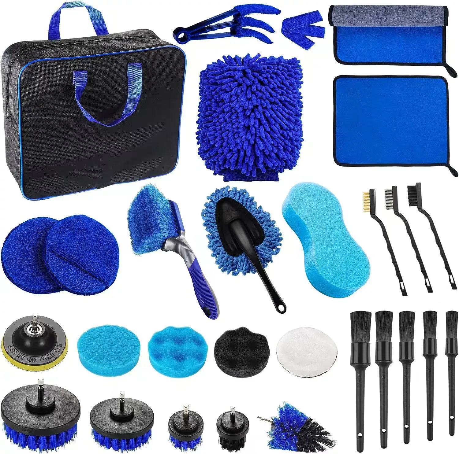 26-piece-blue-car-cleaning-brush-kit - view 1