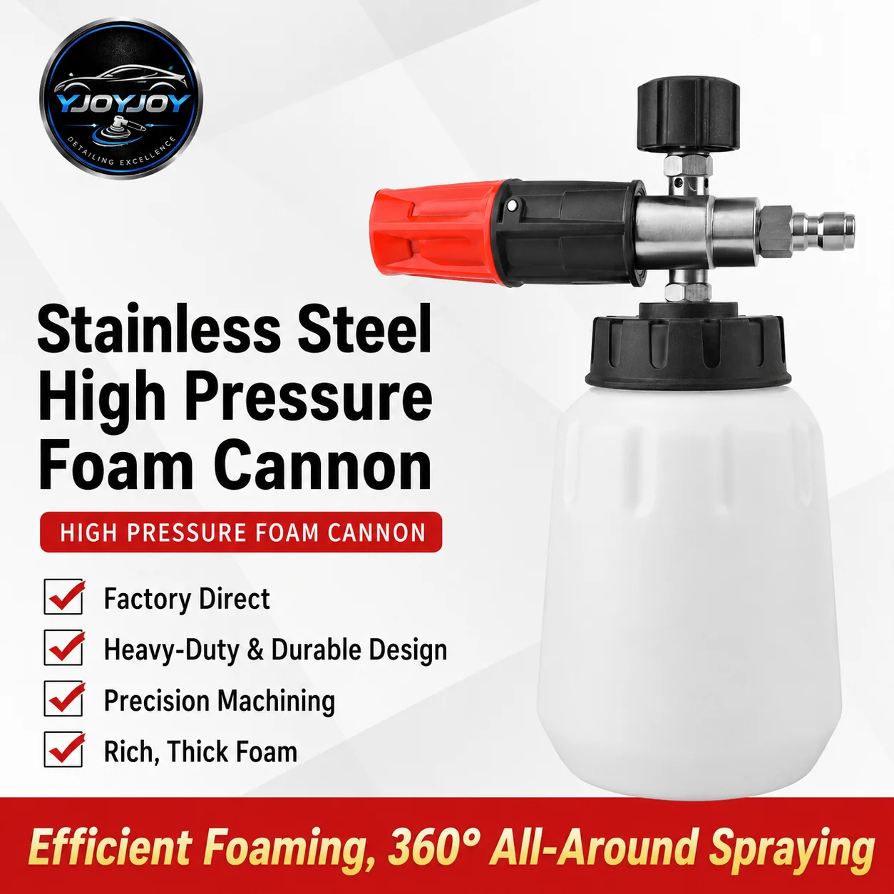 Wide-Mouth Stainless Steel Foam Cannon for Pressure Washing thumbnail