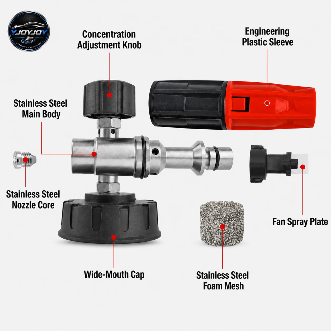 White Edition Stainless Steel Foam Cannon for Pressure Washing thumbnail