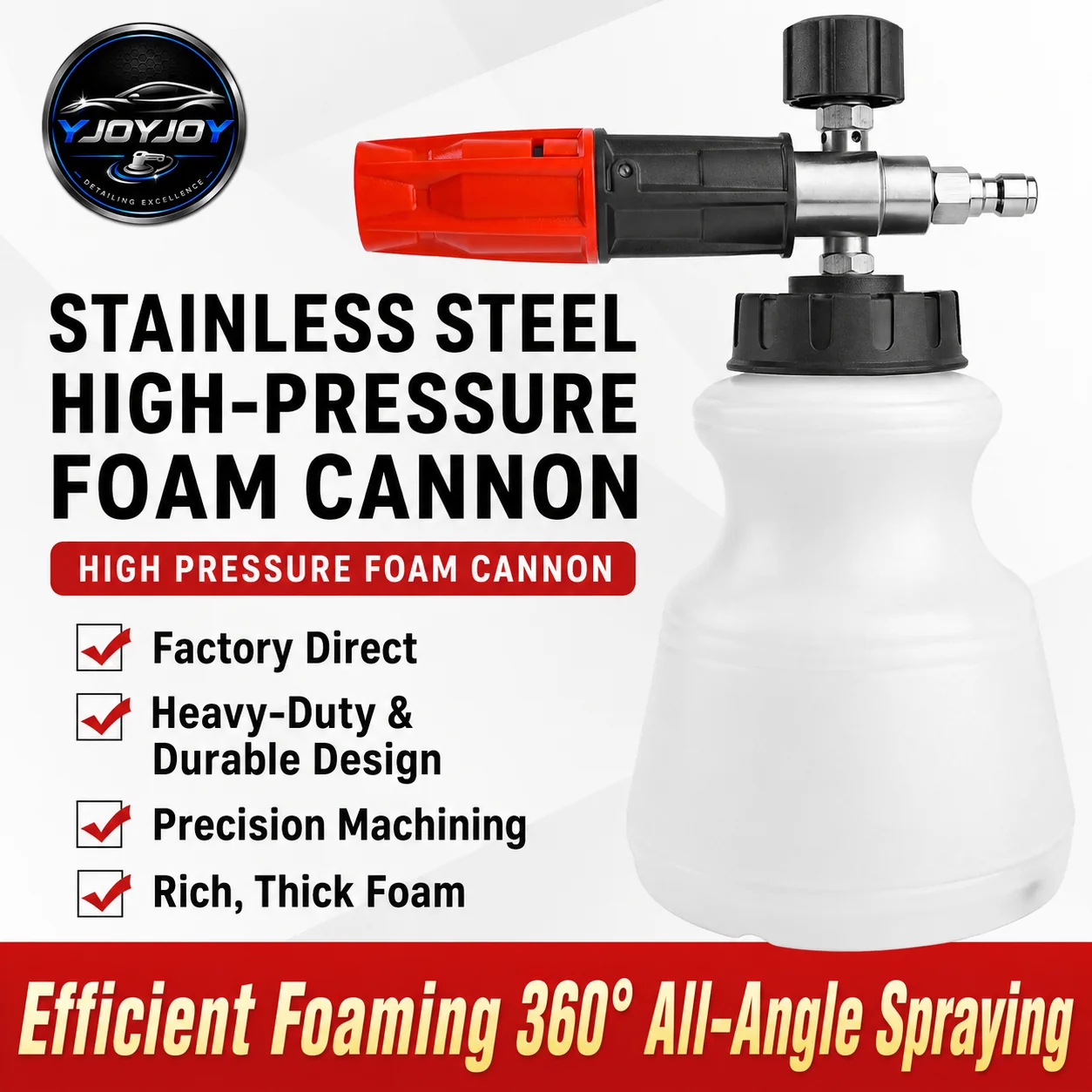 White Edition Stainless Steel Foam Cannon for Pressure Washing - view 1