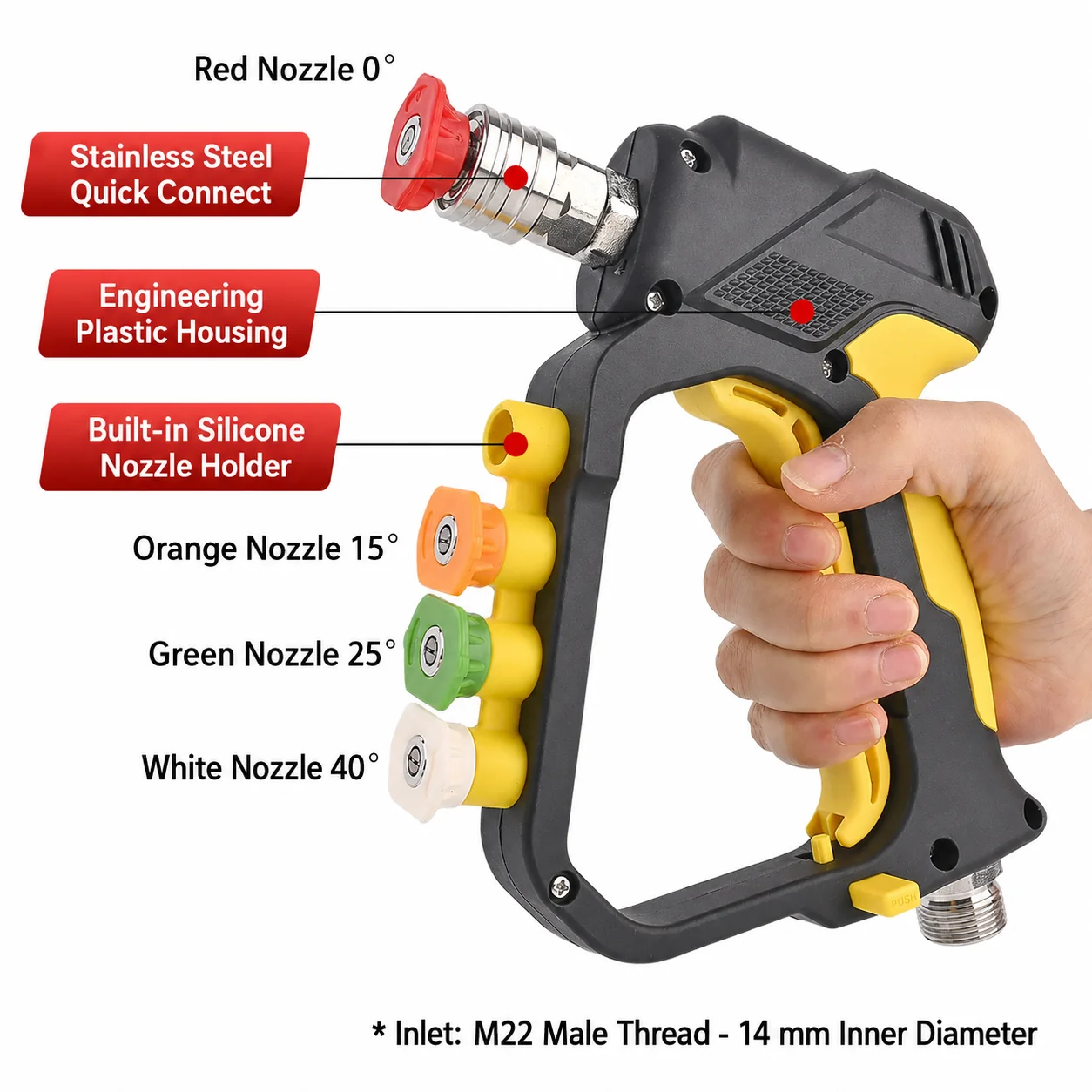 Heavy-Duty Pressure Washer Gun (345 bar) for Automotive Detailing thumbnail