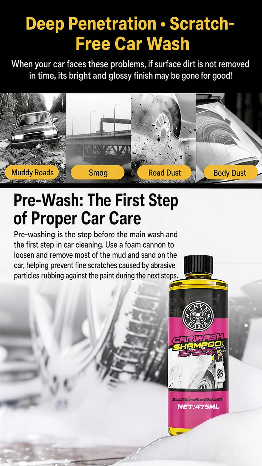 White Car High-Foam Decontamination Wash Shampoo for Car Detailing thumbnail