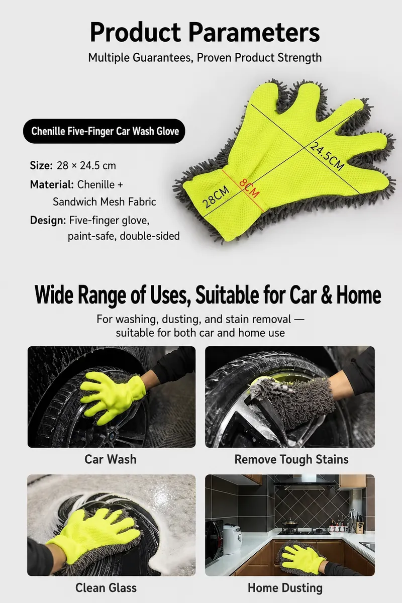 Five-Finger Microfiber Washing Gloves for Car Care thumbnail