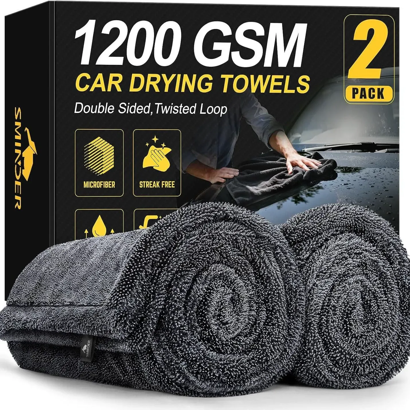 Korean Black Twist Loop Microfiber Towel for Car Care view 1