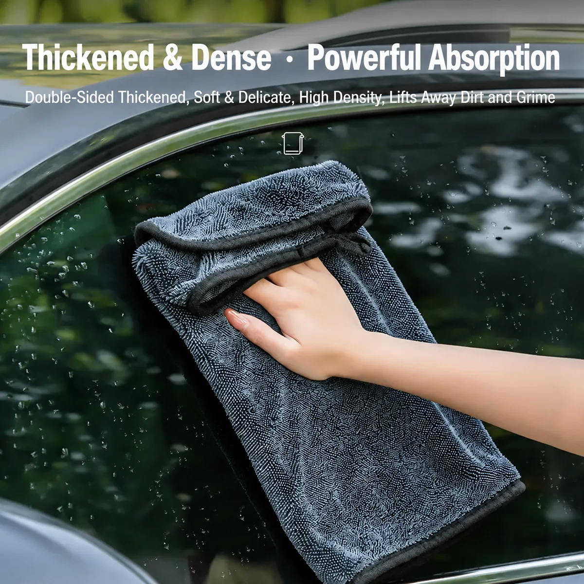 Black Fade-Resistant Microfiber Cleaning Towel for Car Care thumbnail