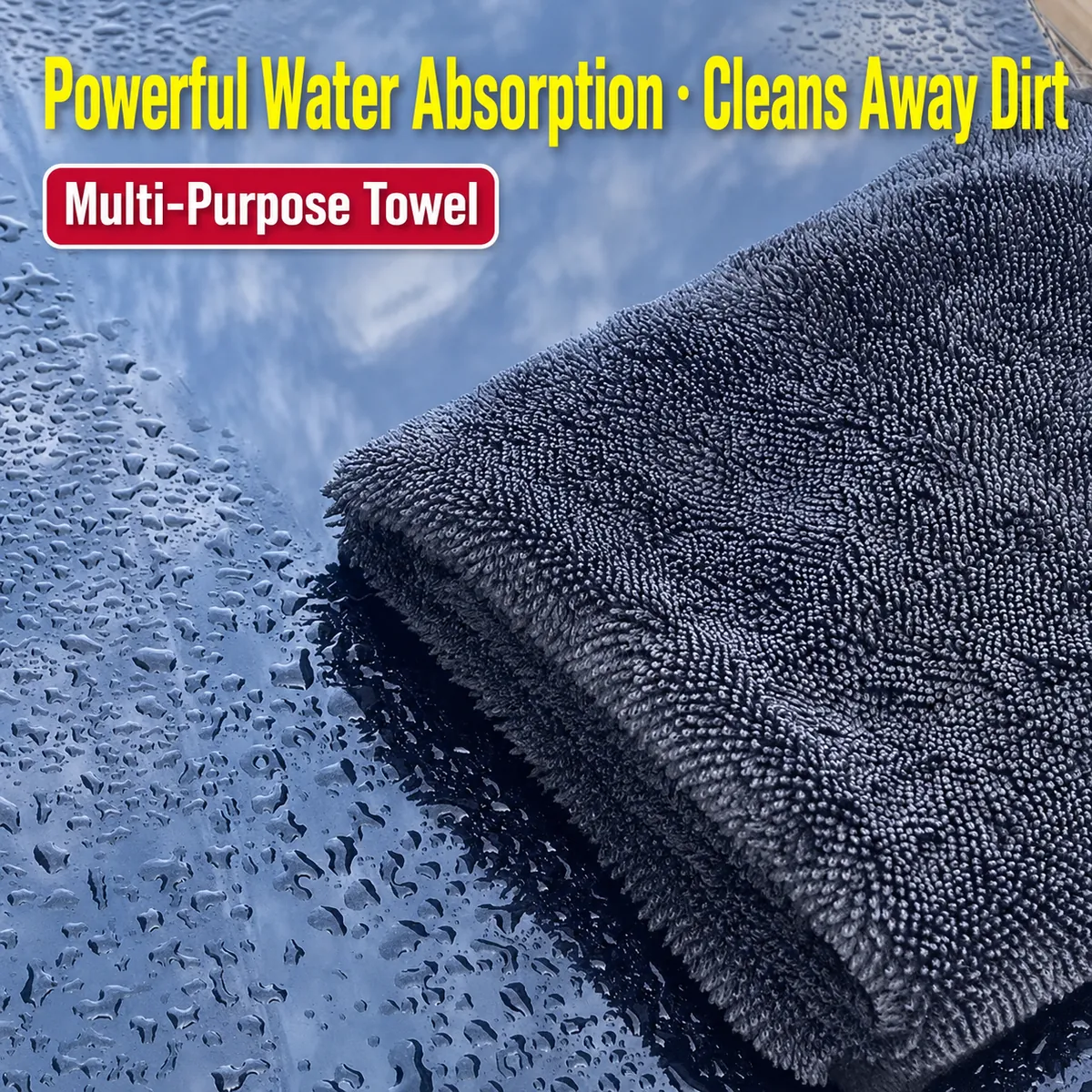 Black Fade-Resistant Microfiber Cleaning Towel for Car Care thumbnail