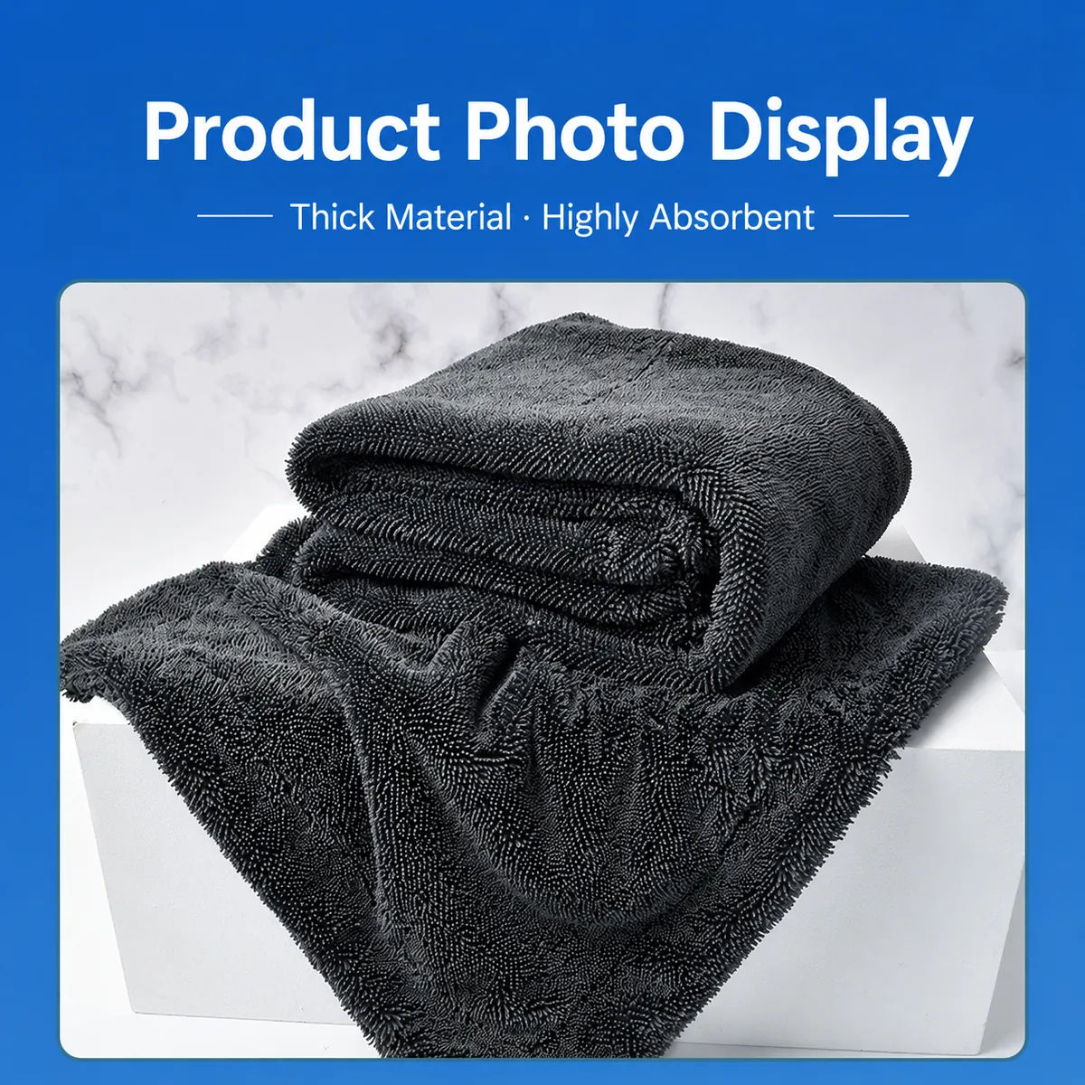 Black Double-Sided Thickened Microfiber Towel for Car Care thumbnail
