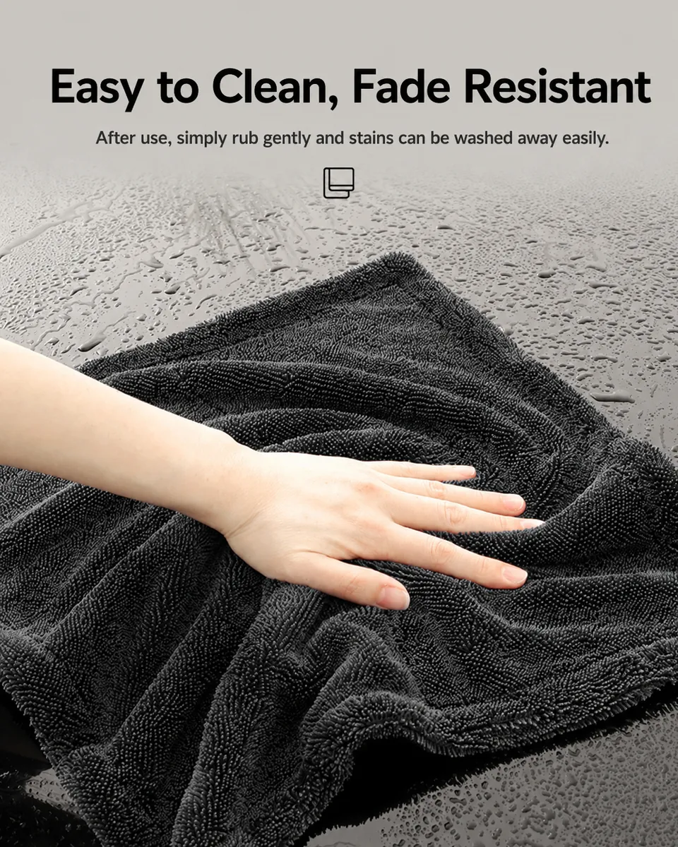 Black Double-Sided Thickened Microfiber Towel for Car Care - view 1