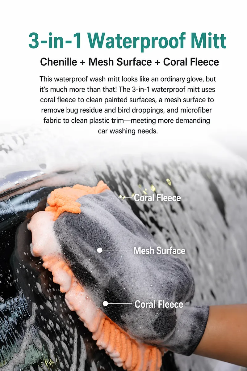 Dual-Sided Scrubbing Wash Mitt for Car Care thumbnail